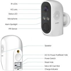 Wireless 1080P Outdoor/Indoor Smart Home Security Camera with 2-Way Audio, Night Vision, PIR Motion Detection by ZOSI 18 Wireless 1080P Outdoor/Indoor Smart Home Security Camera with 2-Way Audio, Night Vision, PIR Motion Detection by ZOSI -ProHT Sales Store white zosi wireless security cameras ipc 6962m w 4 c3 1000
