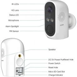 1080P Wireless Smart Outdoor Home Security Camera, PIR Detection, 2-Way Audio by ZOSI -ProHT Sales Store white zosi wireless security cameras ipc 6962m w s 4 c3 1000