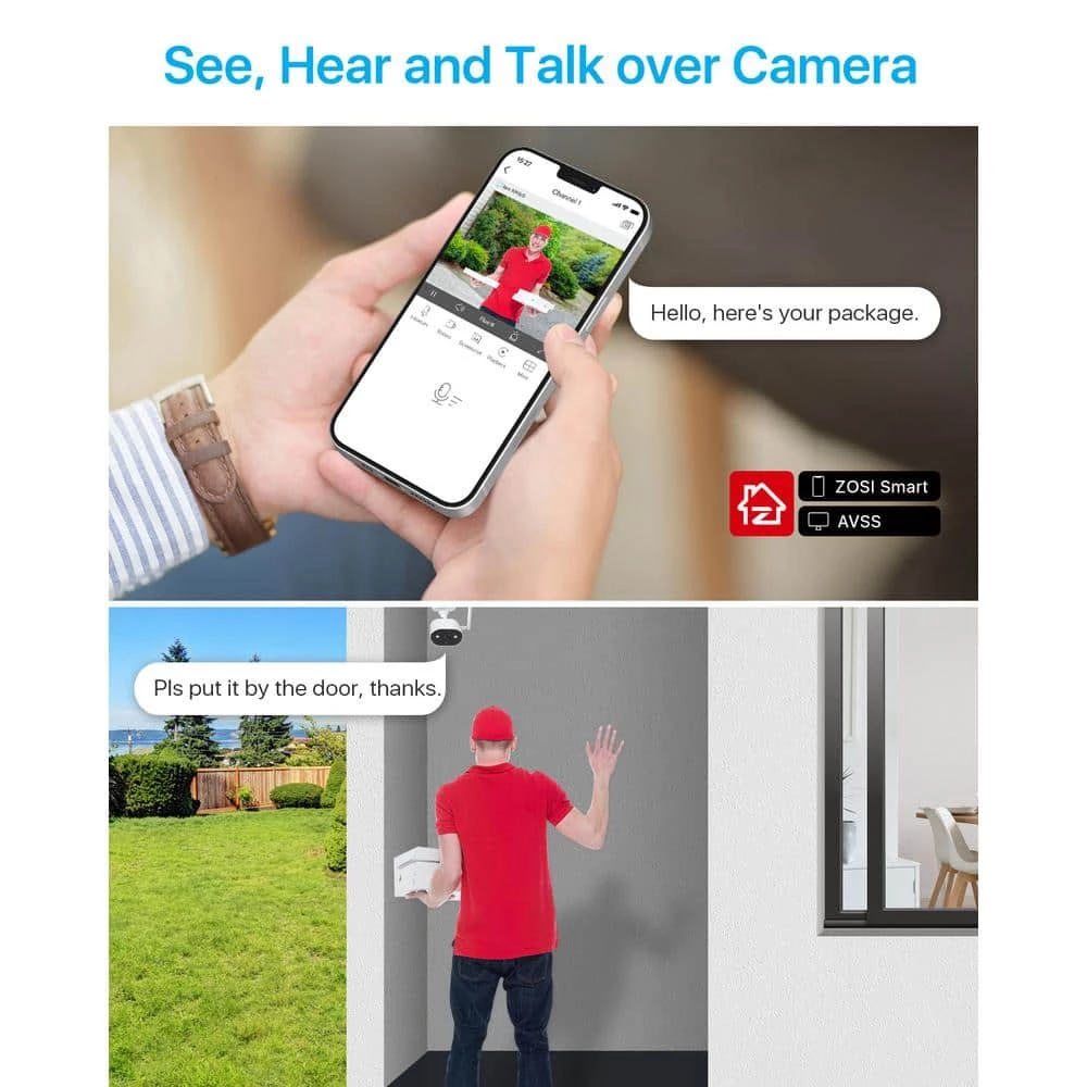 3K 5MP Wireless Home Security Camera System with Base Station, Color Night Vision, 2-Way Audio, Work with Alexa by ZOSI 6 3K 5MP Wireless Home Security Camera System with Base Station, Color Night Vision, 2-Way Audio, Work with Alexa by ZOSI - Image 4