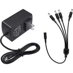 Power Supply Adapter and 4-Way Power Splitter Cable for Security Camera/DVR AC100-240-Volt to DC 12-Volt 2A US Plug by ZOSI