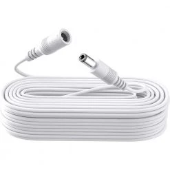 33 ft. 12-Volt DC Plug Power Adapter Extension Cable 2.1 mm x 5.5 mm Male to Female Plug Extender Cord, White by ZOSI