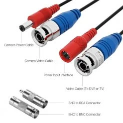 60 ft. Security Camera Cables BNC Cord Video Power Cable(4 pack of 60ft) by ZOSI 12 60 ft. Security Camera Cables BNC Cord Video Power Cable(4 pack of 60ft) by ZOSI -ProHT Sales Store zosi security camera cables sp xc 1803 b 4 1f 1000