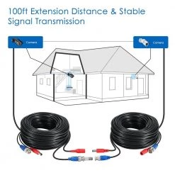 60 ft. Security Camera Cables BNC Cord Video Power Cable(4 pack of 60ft) by ZOSI 15 60 ft. Security Camera Cables BNC Cord Video Power Cable(4 pack of 60ft) by ZOSI -ProHT Sales Store zosi security camera cables sp xc 1803 b 4 76 1000