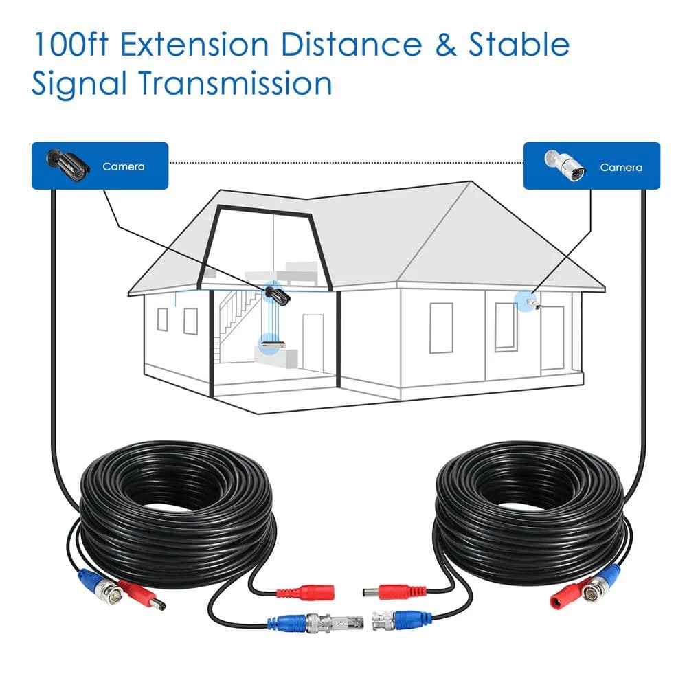 60 ft. Security Camera Cables BNC Cord Video Power Cable(4 pack of 60ft) by ZOSI 9 60 ft. Security Camera Cables BNC Cord Video Power Cable(4 pack of 60ft) by ZOSI - Image 7