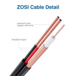 60 ft. Security Camera Cables BNC Cord Video Power Cable(4 pack of 60ft) by ZOSI 14 60 ft. Security Camera Cables BNC Cord Video Power Cable(4 pack of 60ft) by ZOSI -ProHT Sales Store zosi security camera cables sp xc 1803 b 4 fa 1000