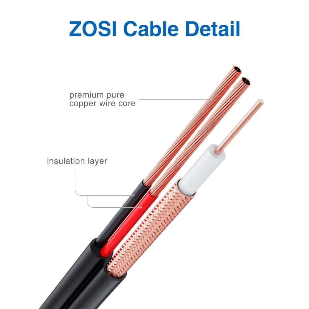 60 ft. Security Camera Cables BNC Cord Video Power Cable(4 pack of 60ft) by ZOSI 8 60 ft. Security Camera Cables BNC Cord Video Power Cable(4 pack of 60ft) by ZOSI - Image 6