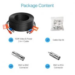 100 ft. Security Camera Cables BNC Cord Video Power Cable (4 pack of 100ft) by ZOSI 12 100 ft. Security Camera Cables BNC Cord Video Power Cable (4 pack of 100ft) by ZOSI -ProHT Sales Store zosi security camera cables sp xc 3004 tvi 4 1f 1000