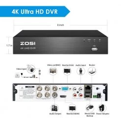 4K 8Mp 4-Channel 2TB Surveillance DVR Recorder Security Compatible with TVI, CVI, CVBS, AHD 8MP, 5MP, 1080P/720p Camera by ZOSI 14 4K 8Mp 4-Channel 2TB Surveillance DVR Recorder Security Compatible with TVI, CVI, CVBS, AHD 8MP, 5MP, 1080P/720p Camera by ZOSI -ProHT Sales Store zosi security camera recorders 1ar 04tn20 us c3 1000