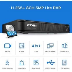 8-Channel 2MP Surveillance DVR Recorder Security with 1TB HDD for HD-TVI, CVI, CVBS, AHD 720p 1080p 5MP CCTV Camera by ZOSI 19 8-Channel 2MP Surveillance DVR Recorder Security with 1TB HDD for HD-TVI, CVI, CVBS, AHD 720p 1080p 5MP CCTV Camera by ZOSI -ProHT Sales Store zosi security camera recorders 1ar 08vm10 us c3 1000
