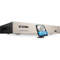 8-Channel 2MP Surveillance DVR Recorder Security with 1TB HDD for HD-TVI, CVI, CVBS, AHD 720p 1080p 5MP CCTV Camera by ZOSI