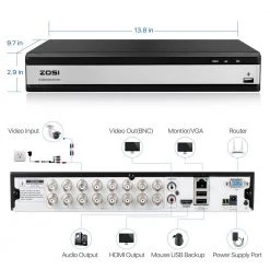 H.265+ 16-Channel 5MP-Lite 2TB DVR Surveillance Security Recorder for HD-TVI, CVI, CVBS, AHD 720p/1080p 5MP CCTV Camera by ZOSI -ProHT Sales Store zosi security camera recorders 1ar 16wk20 us 66 1000