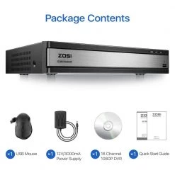 H.265+ 16-Channel 5MP-Lite 2TB DVR Surveillance Security Recorder for HD-TVI, CVI, CVBS, AHD 720p/1080p 5MP CCTV Camera by ZOSI -ProHT Sales Store zosi security camera recorders 1ar 16wk20 us 76 1000